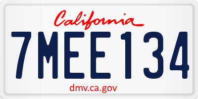 CA license plate 7MEE134