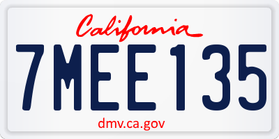 CA license plate 7MEE135