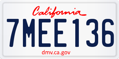 CA license plate 7MEE136