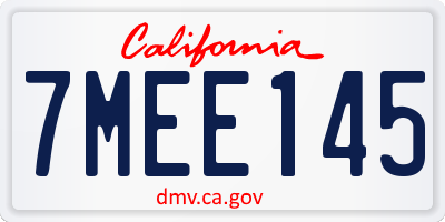 CA license plate 7MEE145