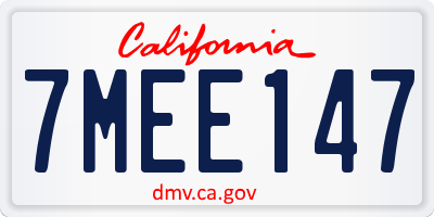 CA license plate 7MEE147