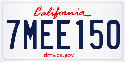 CA license plate 7MEE150