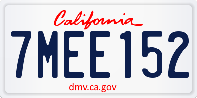 CA license plate 7MEE152