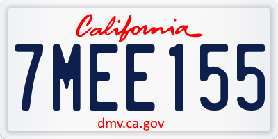 CA license plate 7MEE155
