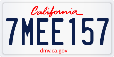CA license plate 7MEE157