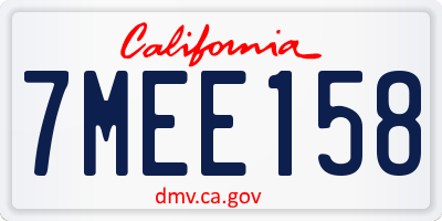 CA license plate 7MEE158