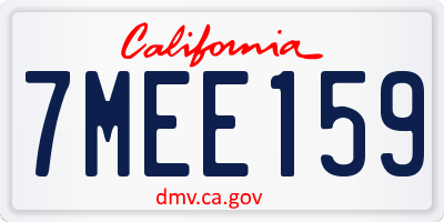 CA license plate 7MEE159