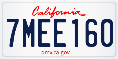 CA license plate 7MEE160