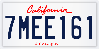 CA license plate 7MEE161