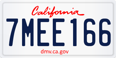 CA license plate 7MEE166