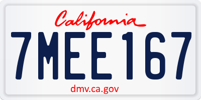 CA license plate 7MEE167