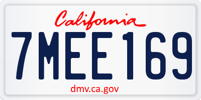 CA license plate 7MEE169