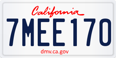 CA license plate 7MEE170