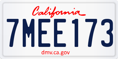CA license plate 7MEE173