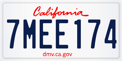 CA license plate 7MEE174