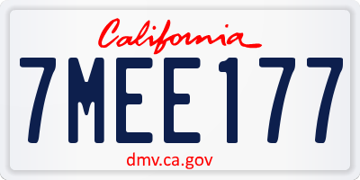 CA license plate 7MEE177