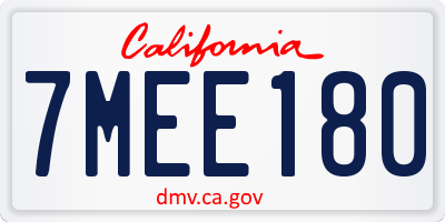 CA license plate 7MEE180