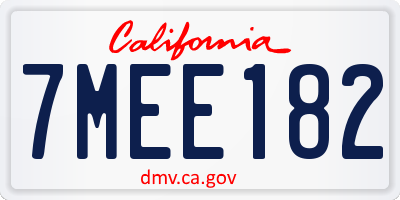 CA license plate 7MEE182