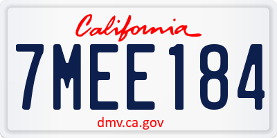 CA license plate 7MEE184