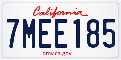CA license plate 7MEE185