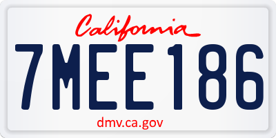CA license plate 7MEE186