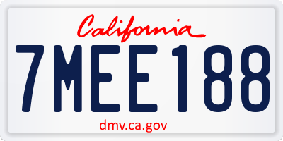 CA license plate 7MEE188