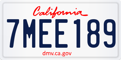 CA license plate 7MEE189
