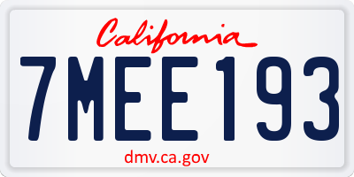 CA license plate 7MEE193