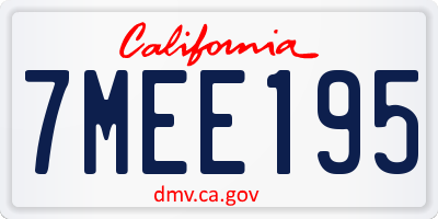 CA license plate 7MEE195