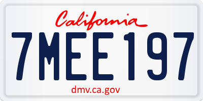 CA license plate 7MEE197