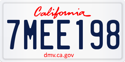 CA license plate 7MEE198