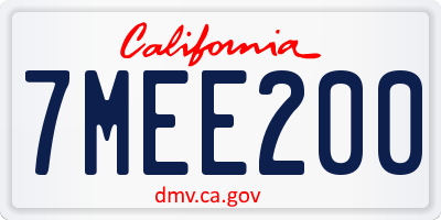CA license plate 7MEE200