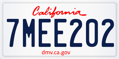 CA license plate 7MEE202