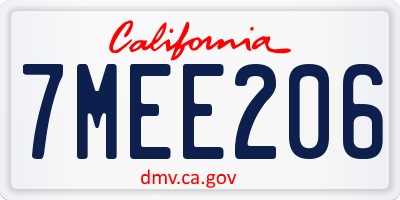 CA license plate 7MEE206