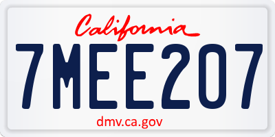 CA license plate 7MEE207