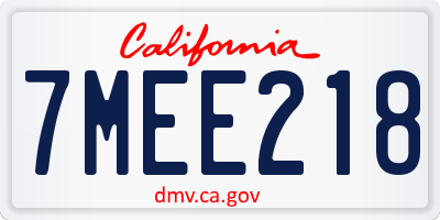 CA license plate 7MEE218