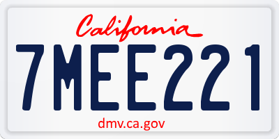 CA license plate 7MEE221