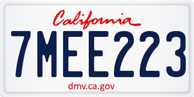 CA license plate 7MEE223