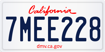 CA license plate 7MEE228
