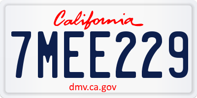 CA license plate 7MEE229