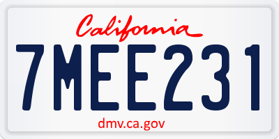 CA license plate 7MEE231