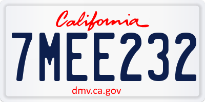 CA license plate 7MEE232