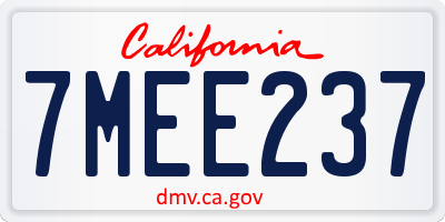 CA license plate 7MEE237