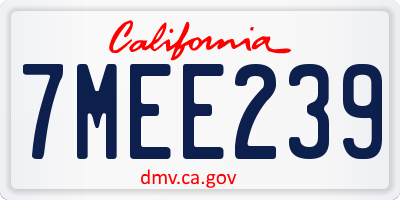 CA license plate 7MEE239