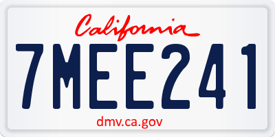 CA license plate 7MEE241