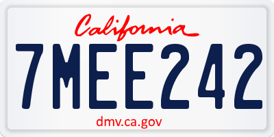 CA license plate 7MEE242