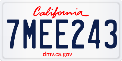 CA license plate 7MEE243