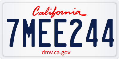 CA license plate 7MEE244