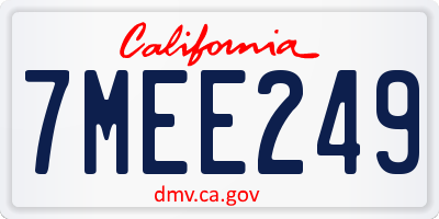 CA license plate 7MEE249