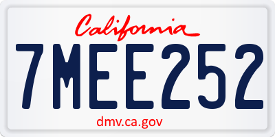 CA license plate 7MEE252